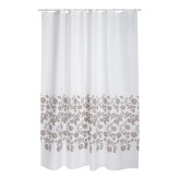 MSV sprchový závěs IKEBANA, motiv květin, bílý, 180 x 200 cm, polyester, s kroužky