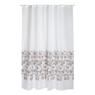 MSV sprchový závěs IKEBANA, motiv květin, bílý, 180 x 200 cm, polyester, s kroužky
