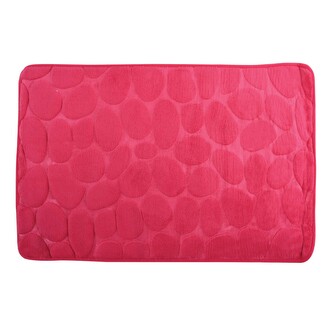 MSV koupelnová předložka PEBBLES, růžová, PU pěna, protiskluzová, 50 x 80 cm
