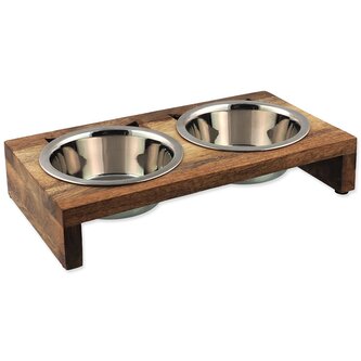 Misky Magic Cat nerez s dřevěným stojánkem 2x400ml