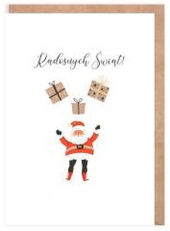 Kartka Boże Narodzenie Mikołaj z prezentami K139