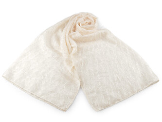 Společenský šifónový šál přes ramena / štola 180x70 cm - 1 ks - 4 krémová světlá