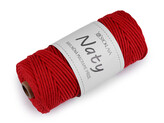 Bavlněná pletací příze macrame Naty Ø3 mm rozčesávací - 1 ks - 10 červená