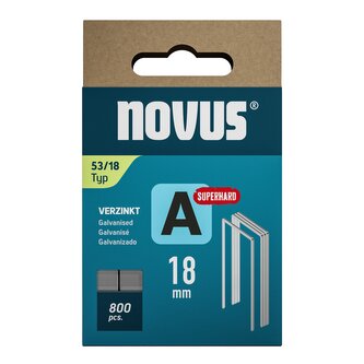 Novus tenké, drátové sponky typ A, 53 F/18 mm, Super Hard, 800 ks
