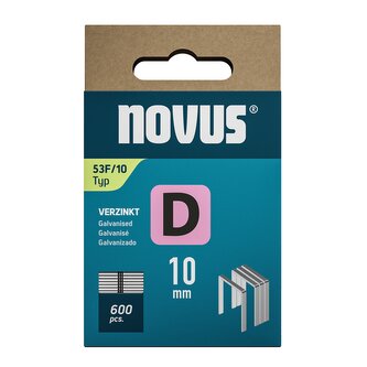 Novus tenké, ploché drátové sponky typ D, 53 F/10 mm, 600 ks