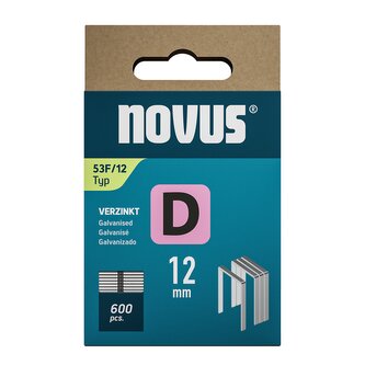 Novus tenké, ploché drátové sponky typ D, 53 F/12 mm, 600 ks