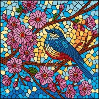 Malowanie po numerach - Witraż. Sikorka 30x30cm Malowanie po numerach - Witraż. Sikorka 30x30cm