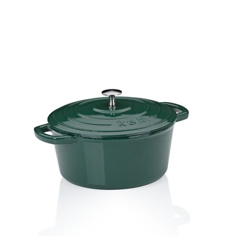 KELA Pekáč litinový s poklicí Calido kulatý smaragdově zelená 24x12 cm 3,8l KL-12900 KELA Pekáč litinový s poklicí Calido kulatý smaragdově zelená 24x12 cm 3,8l KL-12900