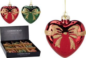 Bombka serce z kokardką 100MM KOKARDKA 2