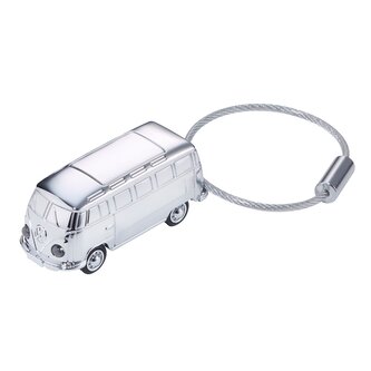 TROIKA klíčenka - obytný vůz \\"VW Camper T1, 1962\\", kovová, s LED světlem, stříbrná