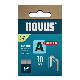 Novus tenké, drátové sponky typ A, 53 F/10 mm, Super Hard, nerezová ocel, 800 ks