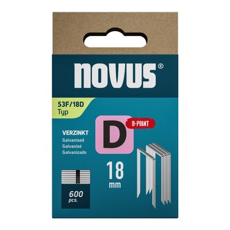 Novus tenké, ploché drátové sponky typ D, 53 F/18 mm/ D-Point, 600 ks