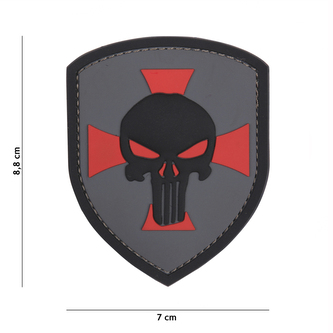 Gumová nášivka 101 Inc Punisher Shield - šedá