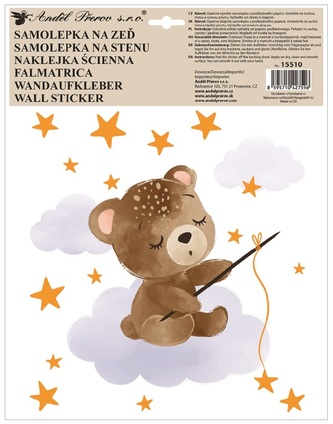 Samolepka na zeď barevná Medvídek 30 x 42 cm