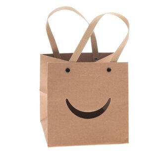 Papírová taška s úsměvem - hnědá - sada 12ks, 0/40