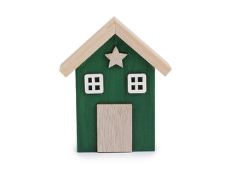 Dekorace celodřevěný domeček - 1 ks - 2 zelená hvězda