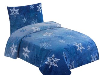 Jahu Povlečení mikroflanel Vločka modrá 140x200, 70x90 cm