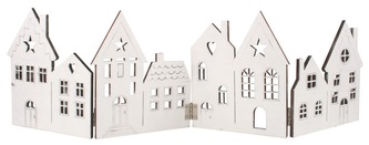 Dřevěné leporelo městečko na postavení bílé 44 x 12,5 x 0,5 cm