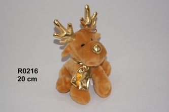 -PLUSZAK RENIFER 22CM SA SIEDZACY W ZŁOT SZALIKU