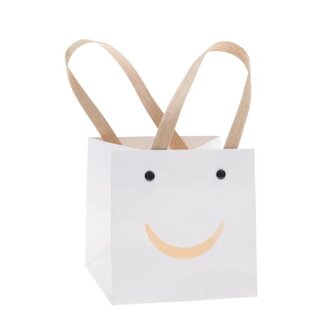Papírová taška s úsměvem - bílá - sada 12ks, 0/60