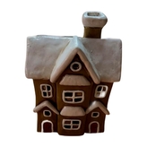 Keramický domeček na svíčku hnědý, 33,4 cm