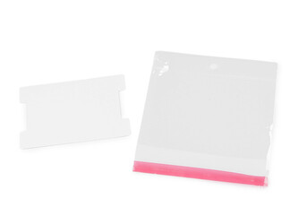 Papírová karta na náramky, gumičky se sáčkem s eurozávěsem 6,2x9,3 cm - 200 ks - 1 bílá