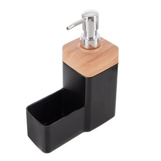 Dávkovač saponátu UH BLACK Wooden s organizérem 0,38 l černá