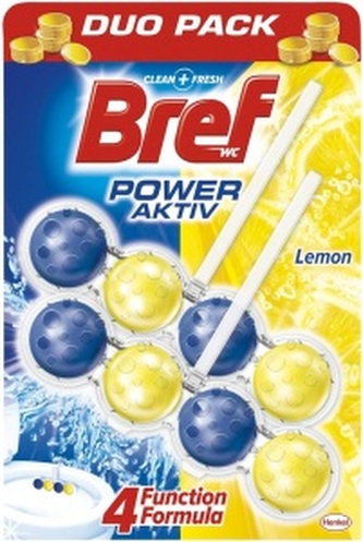 Bref Power Aktiv 4 Formula Lemon WC blok 2 x 50 g, duopack Bref Power Aktiv 4 Formula Lemon WC blok 2 x 50 g, duopack
