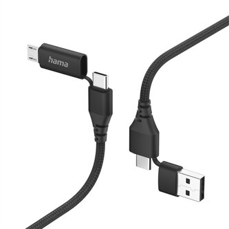 Hama USB kabel 4v1: USB-C, USB-A - USB-C, micro-USB, 1,5 m Hama USB kabel 4v1: USB-C, USB-A - USB-C, micro-USB, 1,5 m