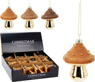 Bombka grzybek 7X9CM 3ASS