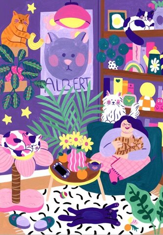 PIECES & PEACE Puzzle Milovnice koček 1000 dílků