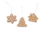 Vánoční perníčky k zavěšení mix - 3 ks - přírodní stř.