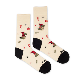 Ponožky Dinosaurus vánoční Béžové L (43-46)