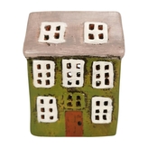 Keramický domeček na svíčku zelený, 13 cm