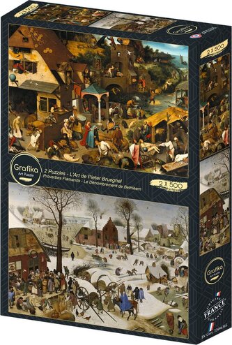 GRAFIKA Puzzle Vlámská přísloví a Sčítání lidu v Betlémě 2x500 dílků