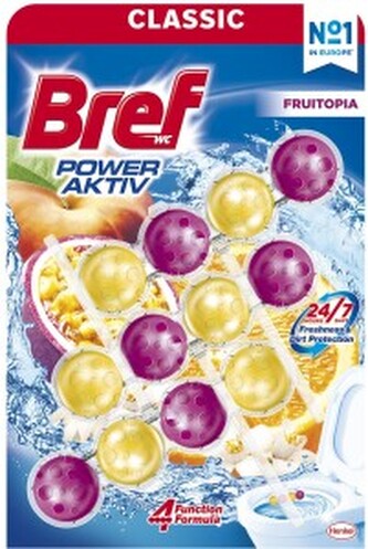 Bref Power Aktiv Fruitopia, WC blok v kuličkách, 3 x 50 g Bref Power Aktiv Fruitopia, WC blok v kuličkách, 3 x 50 g