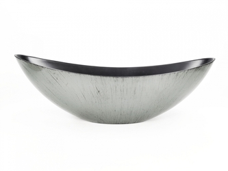 Plastový stříbrný květináč lodička 39 x 11 cm