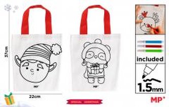 Torba świąteczna do malowania + flamastry - elf