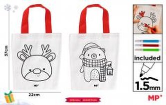 Torba świąteczna do malowania + flamastry - miś...