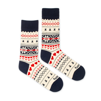 Ponožky Vánoční výšivka bílé Bílé S (35-38)