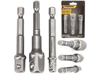Sada adaptérů do vrtačky 1/2" 3/8" 1/4", 3ks, šestihran POWERMAT