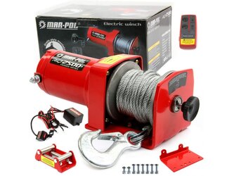 Elektrický lanový naviják 12V 1133kg 2500lbs MAR-POL