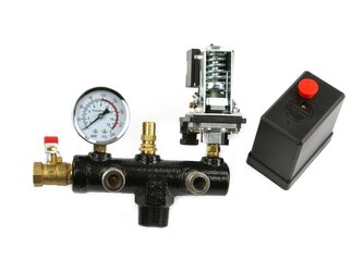 Tlakový spínač pro kompresor s manometrem, vnitřní závit 1", 230/400V MAR-POL