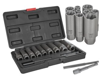 Nástrčné hlavice 6-19mm, na poškozené, stržené šrouby, sada 11ks TVARDY