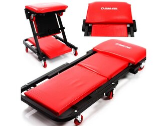 Montážní pojízdné lehátko, stolička 2v1 červená MAR-POL