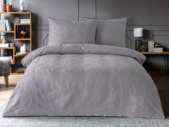 Luxusní žakárové povlečení 140x200, 70x90cm listy světle šedé