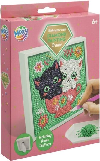 MOXY Diamantové malování na rámu Kočičky 15x15cm