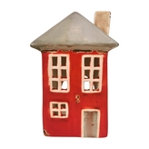 Keramický domeček na svíčku, červený, 17,7 cm