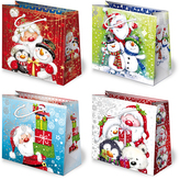 Torba świąteczna T3L op.10szt  stroiki i mikołaje wym.22,5x22,5x10