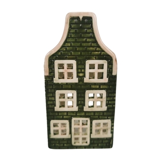 Keramický domeček na svíčku zelený, 14 cm